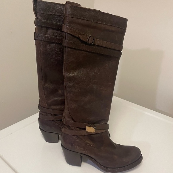 Frye Shoes - FRYE full grain leather JANE Strappy Boots